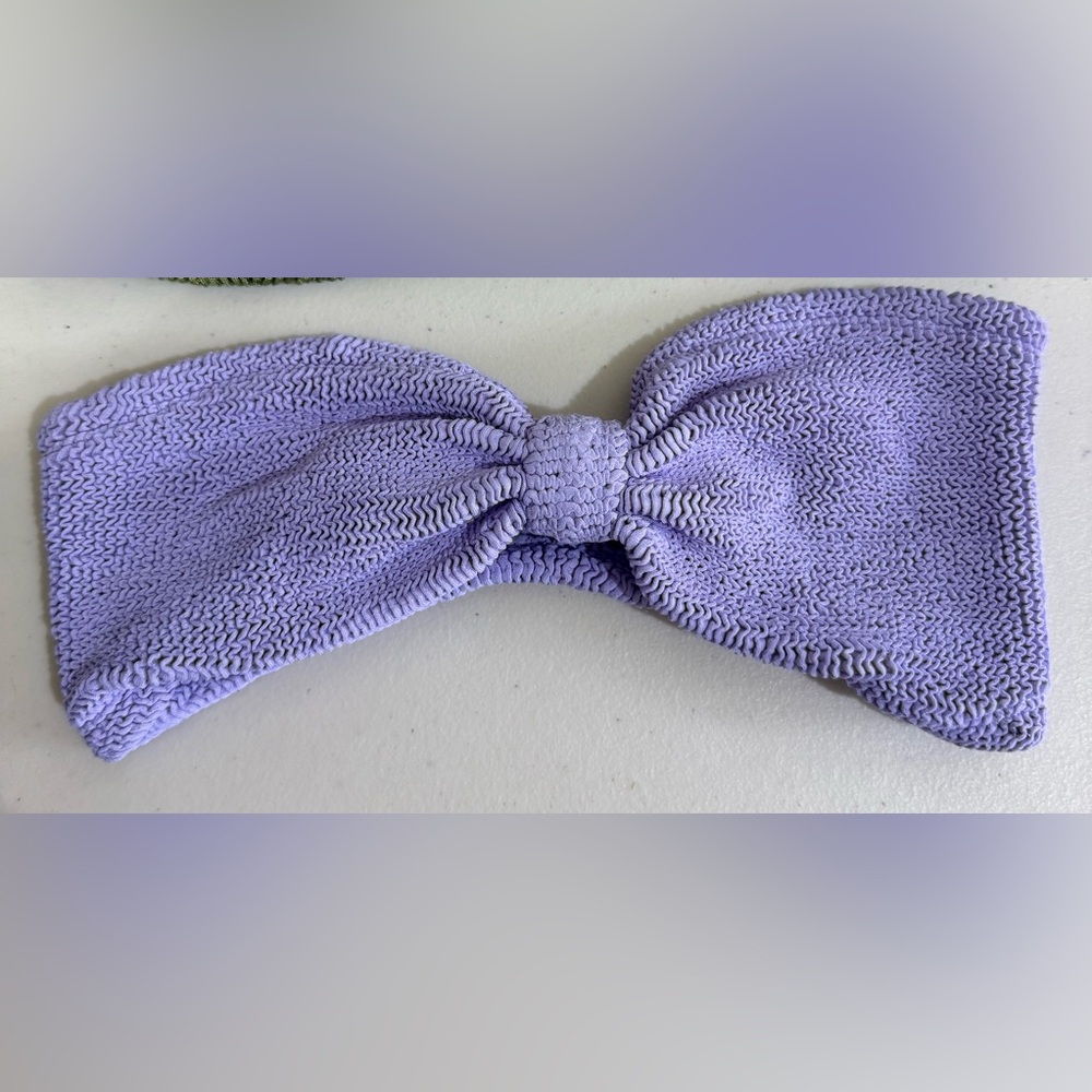 Hunza G Lavender Knit Bow Swim Headband